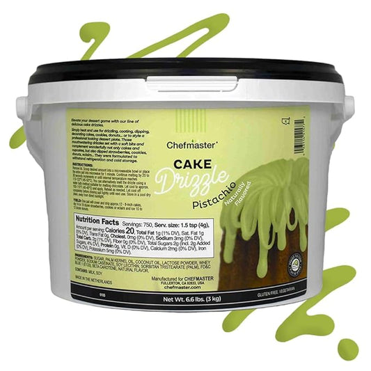 Pistachio-Flavored Cake Drizzle by Chefmaster, Edible Cake Drip Frosting for Decorating, Drip for Cakes, Cupcakes, Cookies, Donuts, 6.6 lbs