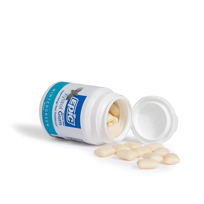 Epic 100% Xylitol Wintergreen Chewing Gum - Sugar Free, Aspartame Free Dental Gum - Supports Oral Health & Fresh Breath - 50 Pieces