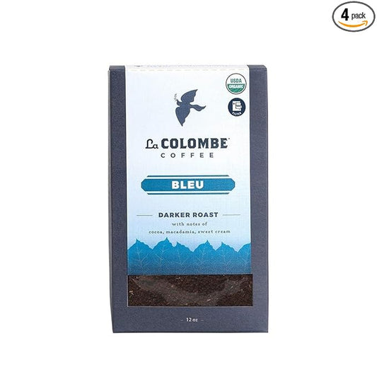 La Colombe Bleu Organic Dark Roast Drip Grind Ground Coffee - Notes of Cocoa, Macadamia & Sweet Cream, 12 Ounce (Pack of 4)