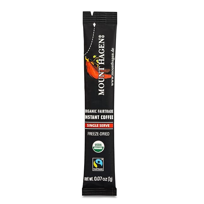 Mount Hagen 25 Count Single Serve Instant Coffee Packets - 8 Pack | Organic Medium Roast Arabica Beans | Eco-friendly, Fair-Trade [8 x 25 sticks/1.76oz/50g]
