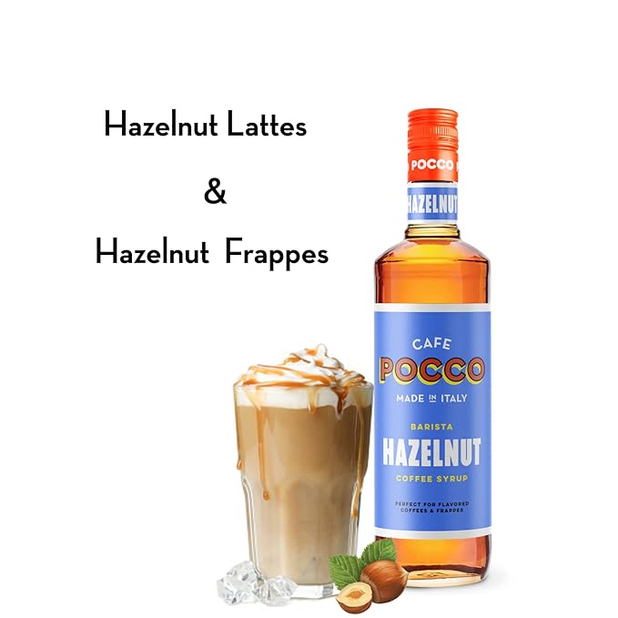 Cafe Pocco Hazelnut Syrup 750ml Glass Bottle (1 Bottle, Hazelnut)