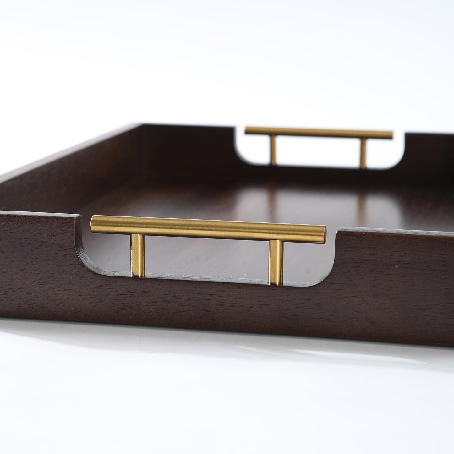Joy&Grace Acacia Wood Ottoman Tray with Handles 16.7" x 12.8"