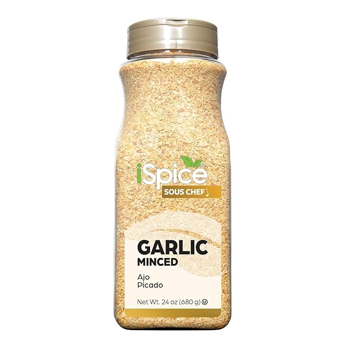 iSpice | Garlic Minced | 24 oz | Bulk Size | Kosher | Rich Aroma (Garlic Minced)