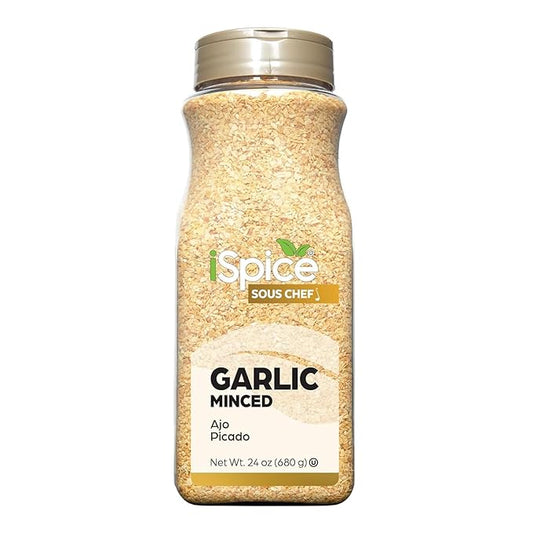 iSpice | Garlic Minced | 24 oz | Bulk Size | Kosher | Rich Aroma (Garlic Minced)