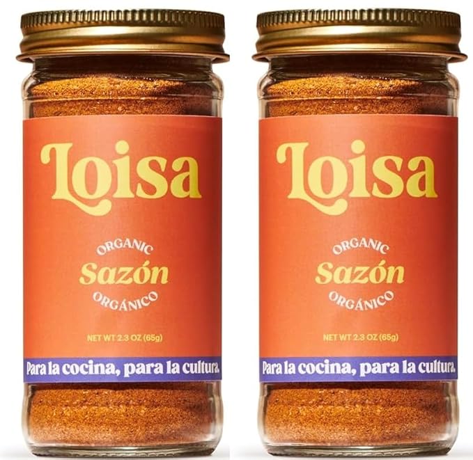 Loisa Seasoning, USDA Organic, Non-GMO, No-MSG, No Preservatives, No Artificial Coloring, No Artificial Flavors, Two 1.8oz Jars (Sazón Two Pack)