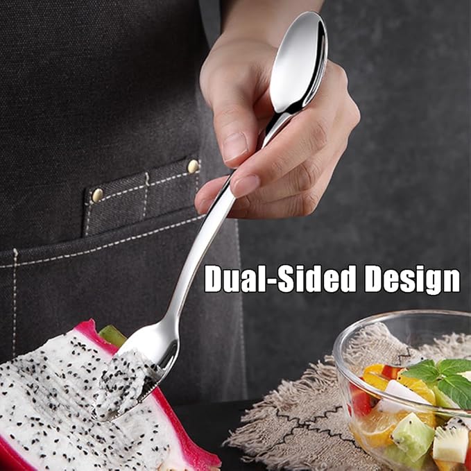 Double End Grapefruit Spoons,Stainless Steel Fruit Spoon Utensil Set,Serrated Edges Ice Cream Scrape Cut Spoons For Fruit Dessert Cheese Vegetables,2 Pieces