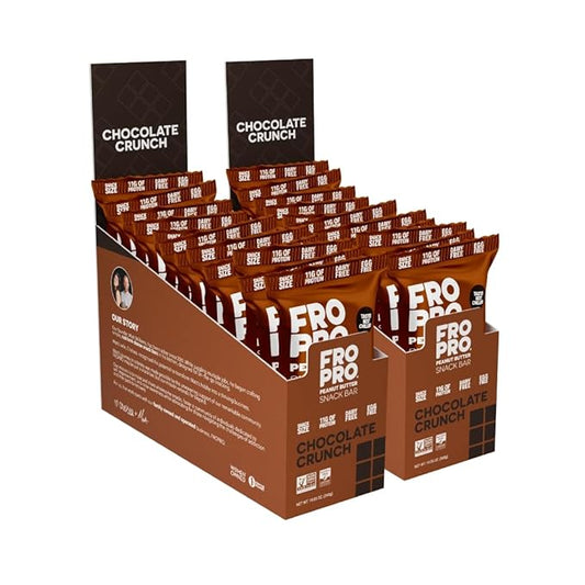 FROPRO Plant Protein Snack Bars - Plant Based Protein Bars, All-Natural, Gluten, Dairy, & Soy Free, High Protein Bars with Low Calories | Chocolate Peanut Butter 24 Pack