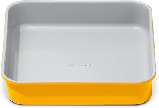 Caraway Non-Stick Ceramic 9??Square Pan - Naturally Slick Ceramic Coating - Non-Toxic, PTFE & PFOA Free - Perfect for Brownies, Lemon Bars, Cakes, & More - Marigold