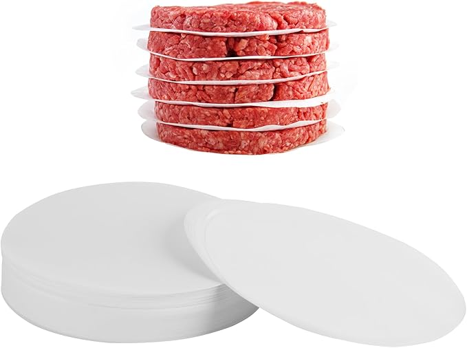 Yenmoz 500 PCS 5.9 Inch Hamburger Patty Paper White Parchment Paper Rounds Non-Stick Food Grade Burger Paper Sheets for Preparing and Storaging Patties Bakings and More
