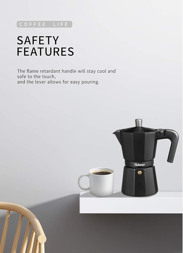 Yabano Stovetop Espresso Maker, 6 Cups Moka Coffee Pot Italian Espresso for Gas or Electric Ceramic Stovetop, Italian Coffee maker for Cappuccino or Latte
