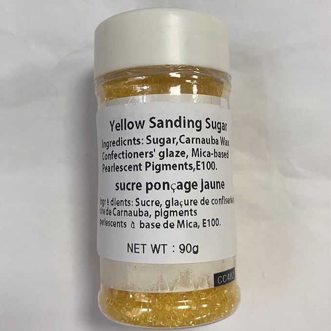 Sentovac Yellow Sanding Sugar for Baking Edible Sparkling Sugar Sprinkles Coarse Sugar Crystals for Baking Topping Cake Cookie Cupcake Topper Ice Cream Decoration Supplies 3.2 OZ