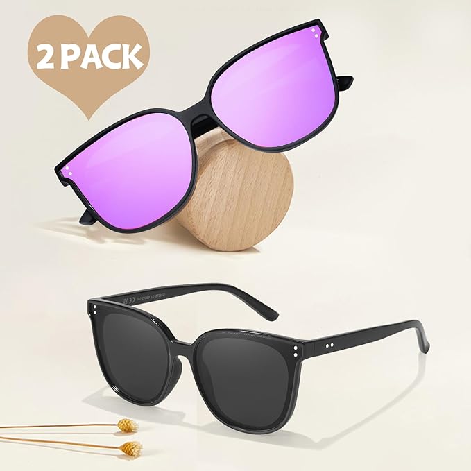 LVIOE Oversized Polarized Sunglasses for Women Trendy Large Cat Eye UV Protection Shade LS1627s