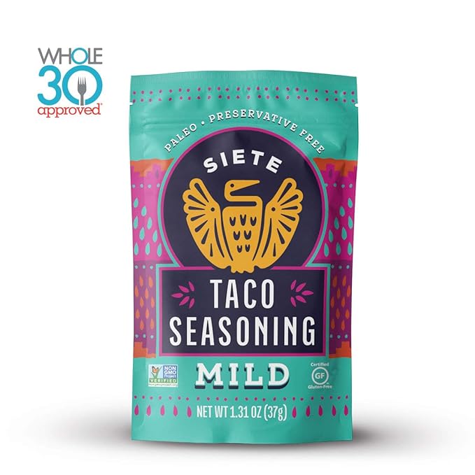 Siete Taco Seasoning Mix Pack | Gluten Free | Vegan | Paleo | Preservative Free | Whole 30 Approved | 3 Mild, 3 Spicy (6 Packets)