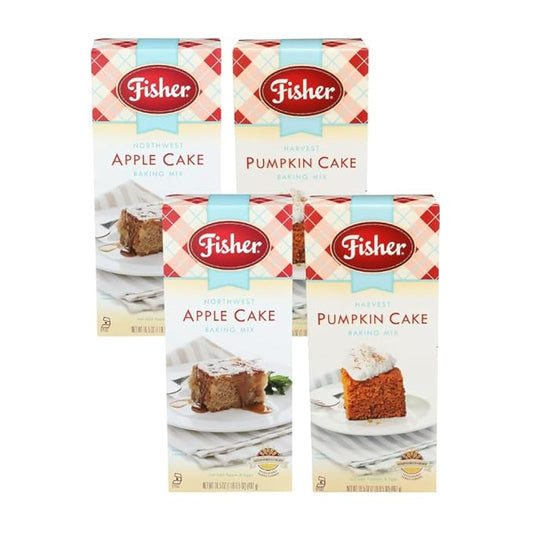 Fisher Cake Mix Variety Pack, 2 Apple, 2 Pumpkin Cake Variety Pack