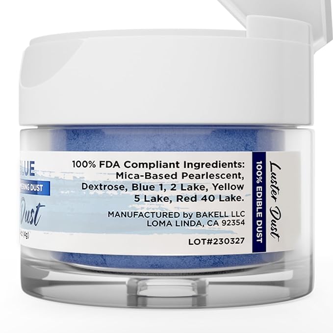 Luster Dust - Navy Blue (4g 1x Jar) | Edible Vegan Dust & Paint for Cake Decorating, Ice Cream, Desserts, Cocktails and Beverages by Bakell
