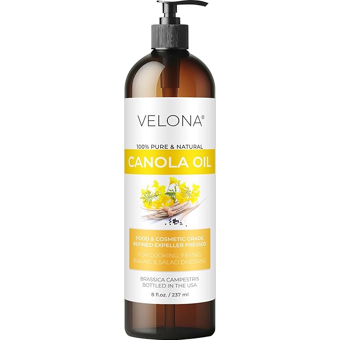 velona Canola Seed Oil 8 fl oz | 100% Pure and Natural Carrier Oil | Refined, Expeller pressed | Cooking, Dressing, Skin, Face, Body, Hair Care | Use Today - Enjoy Results
