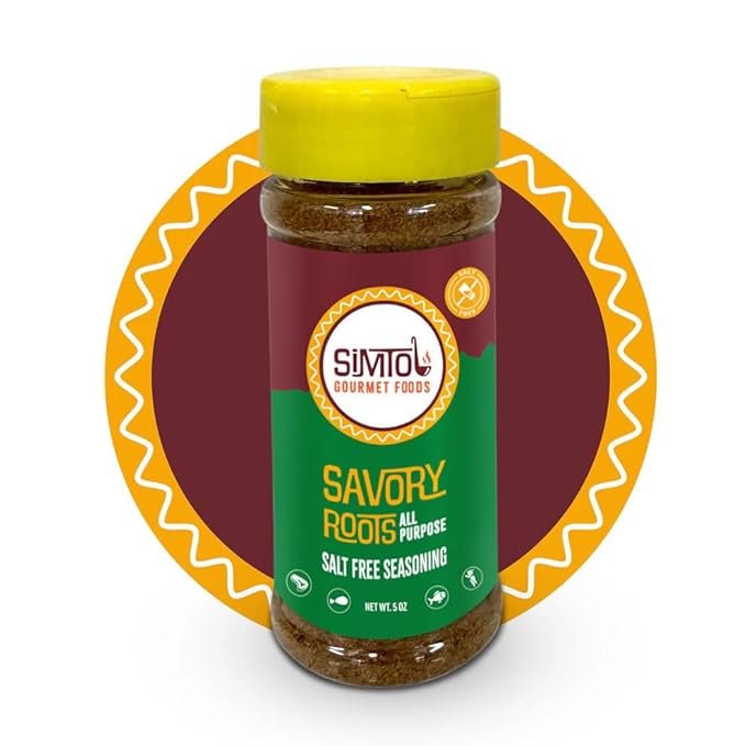 Simtol Foods Savory Roots All Purpose Salt Free Seasoning ??Premium Sodium-Free Seasoning Blend for Meat, Veggies, Soups & More ??Bold Flavor with No Salt ??All Natural, MSG-Free, Non-GMO, 5 oz