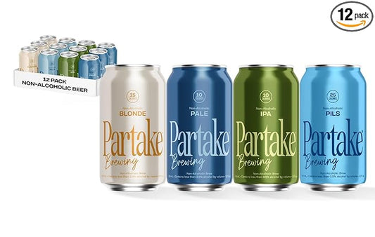 Partake Brewing Craft Non Alcoholic Beer, Variety Pack x 12 Fl Oz Cans - Low Calorie & Carb, No Sugar, All Natural Ingredients - Award-Winning Taste, Non Alcoholic Beer Without the Empty Calories