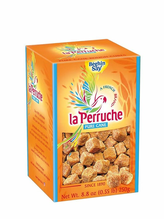 La Perruche Pure Cane Brown Sugar Cubes (250g/8.8oz box) | Ideal Sugar Cubes for Coffee | Pack of 1