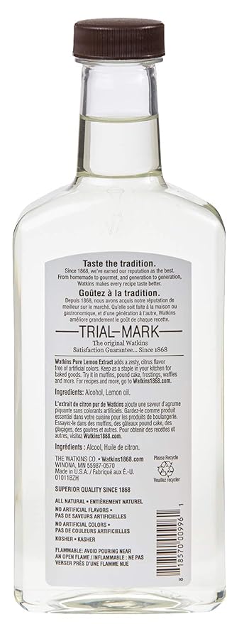 Watkins Pure Lemon Extract (11 oz.) and Watkins Clear Vanilla Flavor (11 fl. oz.)