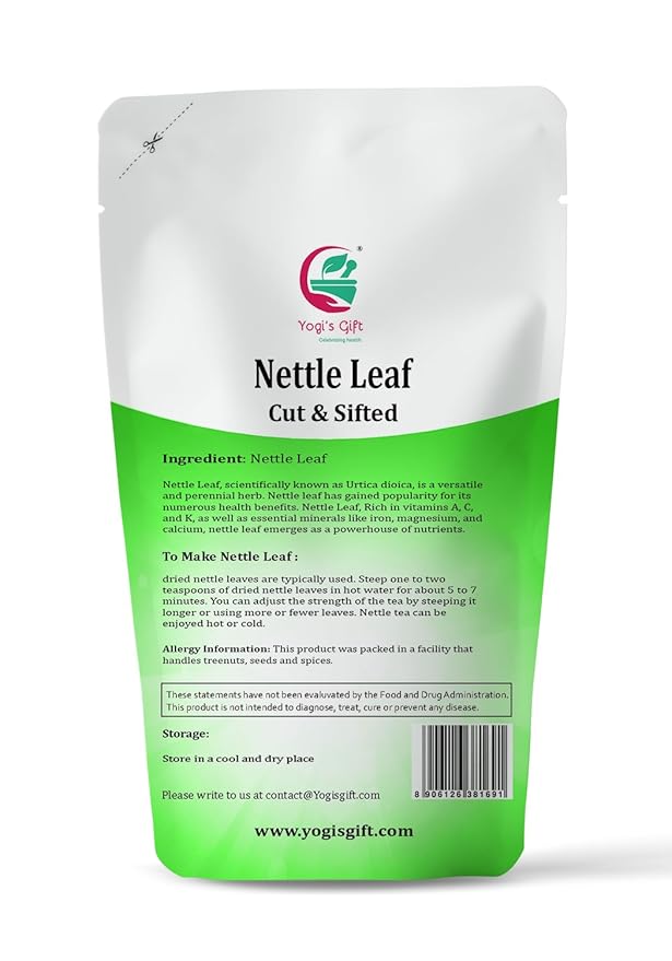 Nettle Leaves Dried 4 oz | Nettle Leaf Tea | Cut and Sifted | Stinging Nettle Herb Bulk | Non- Gmo, Ethically sourced | By Yogi's Gift짰