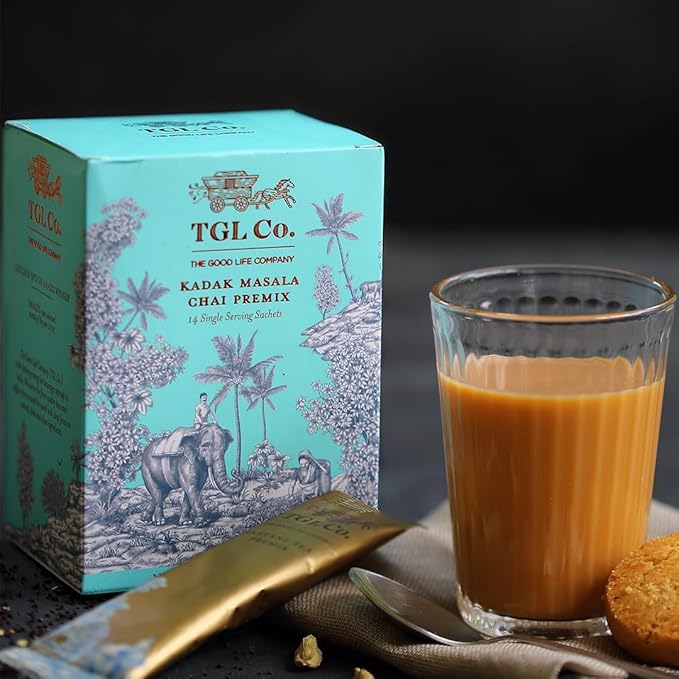 TGL Co. Kadak Masala Chai Instant Tea Premix – 14 Sachets | Bold Indian Spiced Chai Powder | Ready-to-Mix Hot Beverage