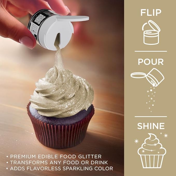 Bakell - Champagne Gold Tinker Dust (5g, 1x Jar) Edible Glitter for Food, Desserts, and Beverages!