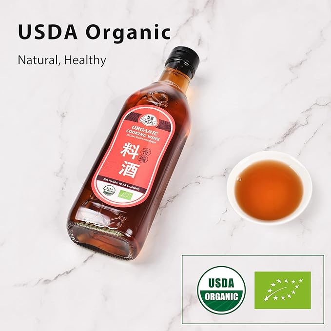 52USA Organic Shaoxing Rice Cooking Wine 16.2oz(480ml), Chinese Asian Cooking Wine, Shao Hsing Rice Wine, Shaoxing Rice Wine, Hsing Rice Wine, Fermented Rice Wine, Homemade Asian Cooking