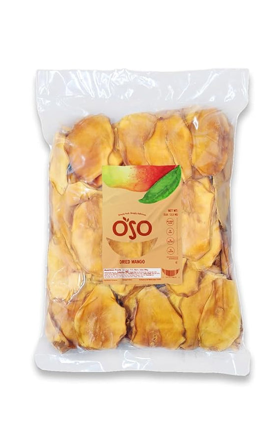 Oso Snacks Dried Mango Slices. Premium Quality, Large Round Halves!| 5LB Bulk Bag| No Sugar Added | No Preservatives | 100% Fruit | No GMO | Simply Fruit. Simply Delicious.