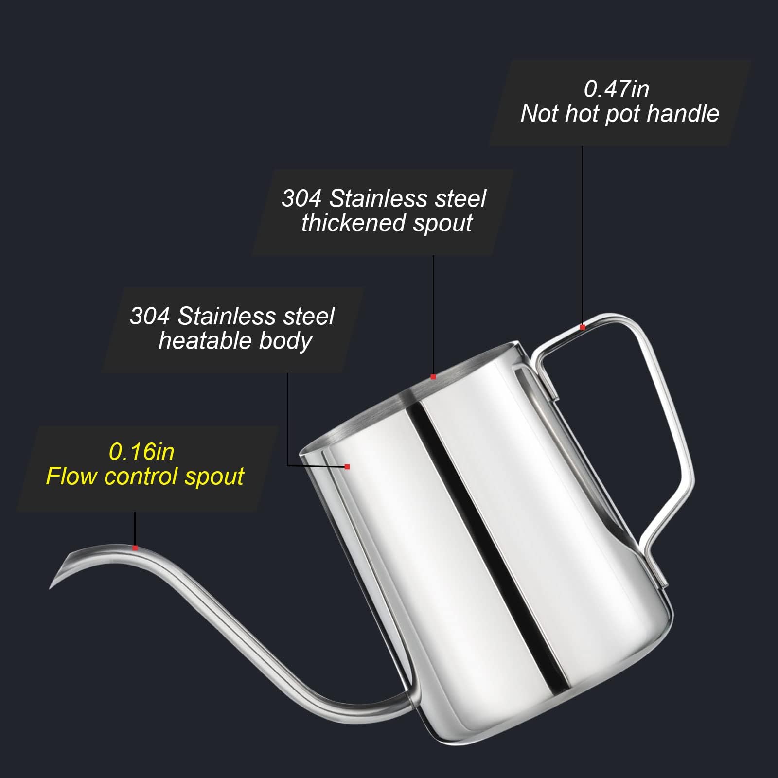PARACITY Gooseneck Kettle, 12 oz Small Pour Over Kettle, Stainless Steel
