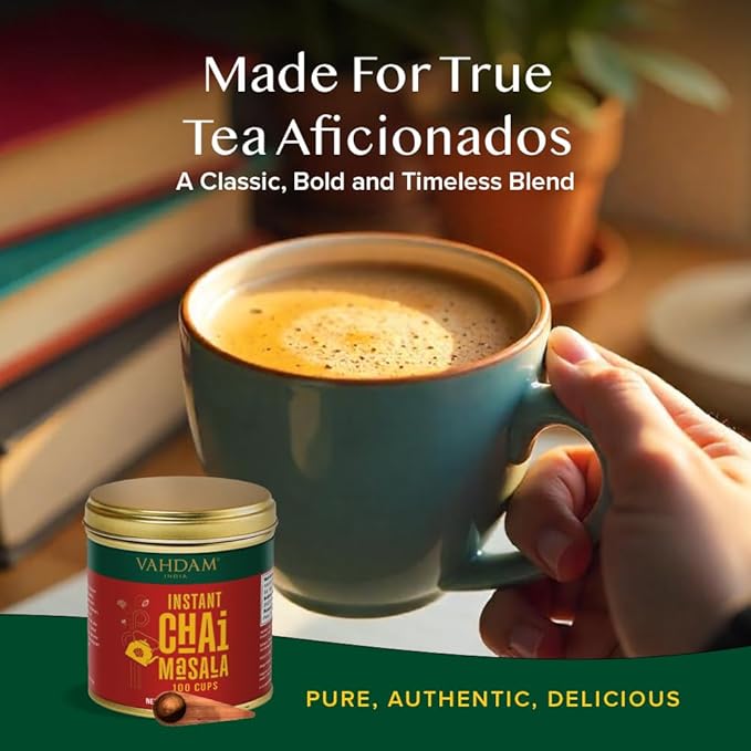VAHDAM Instant Chai Tea (3oz/85g) - Traditional Masala Chai | Makes 100 Cups | Natural Spices, Zero Calories | Instant Indian Tea - No Steeping | Unsweetened Tea Powder | Free Bamboo Spoon Inside