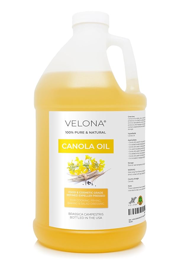 velona Canola Seed Oil 1 Gallon / 128 Fl Oz | 100% Pure and Natural Carrier Oil | Refined, Cold pressed | Cooking, Dressing, Skin, Face, Body, Hair Care | Use Today - Enjoy Results