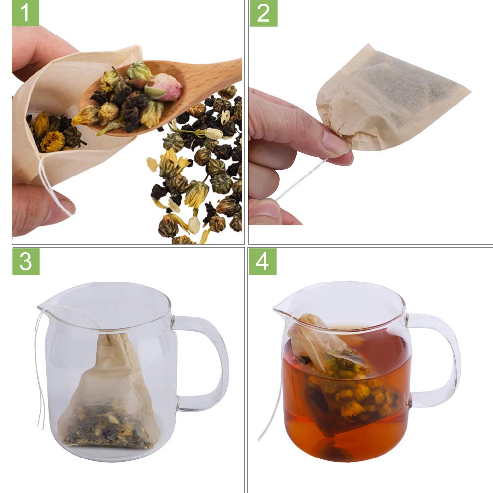 Aksuaple Eco-Fil Disposable Tea Filter Bags for Loose Tea, Wood Pulp Material, Biodegradable and
