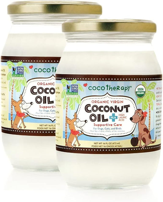 CocoTherapy (2 Pack) Organic Virgin Coconut Oil, 16 oz for Pets