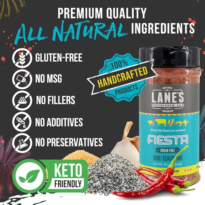 Lane's Fiesta Taco Seasoning Mix, All-Natural Keto Taco Seasoning, Chicken Taco Seasoning Mild, No MSG, Gluten Free Taco Seasoning Mix, 12.1 Oz