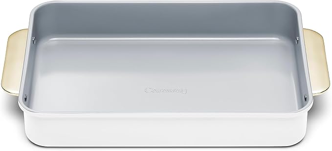 Caraway Non-Stick Ceramic 9?�x13??Rectangle Pan - Naturally Slick Ceramic Coating - Non-Toxic, PTFE & PFOA Free - Perfect for Brownies, Lasagnas, and More - White