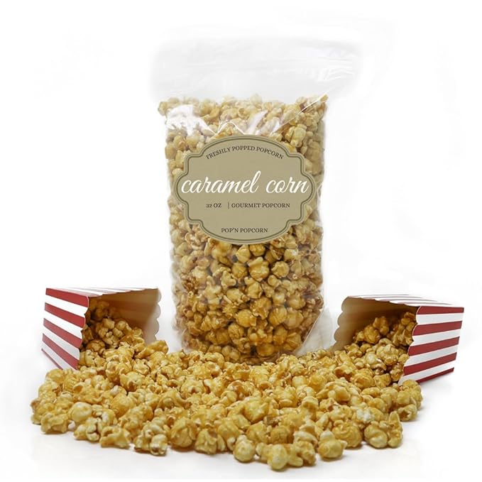 Pop?셄 Popcorn Caramel Corn Popcorn - 32 oz Sweet Caramelized Flavored Pop Corn Snacks for Movie Night or House Party - Freshly-Popped and Comes in a Resealable Bag