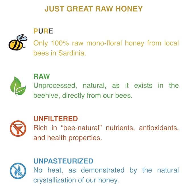 Orange Blossom Organic Raw Honey from Orange Tree Flowers, Sweet and Aromatic Honey from Sardinia, Italy - (250gr) 8.8 oz