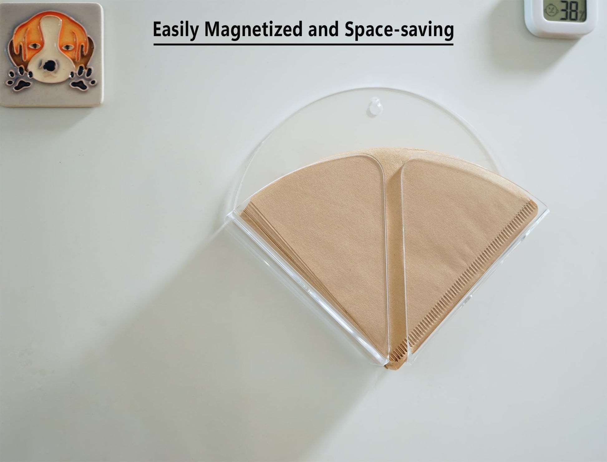 Yeaco Magnetic Transparent Acrylic Coffee Filter Holder with Wall Mount Hole, Coffee Paper Storage