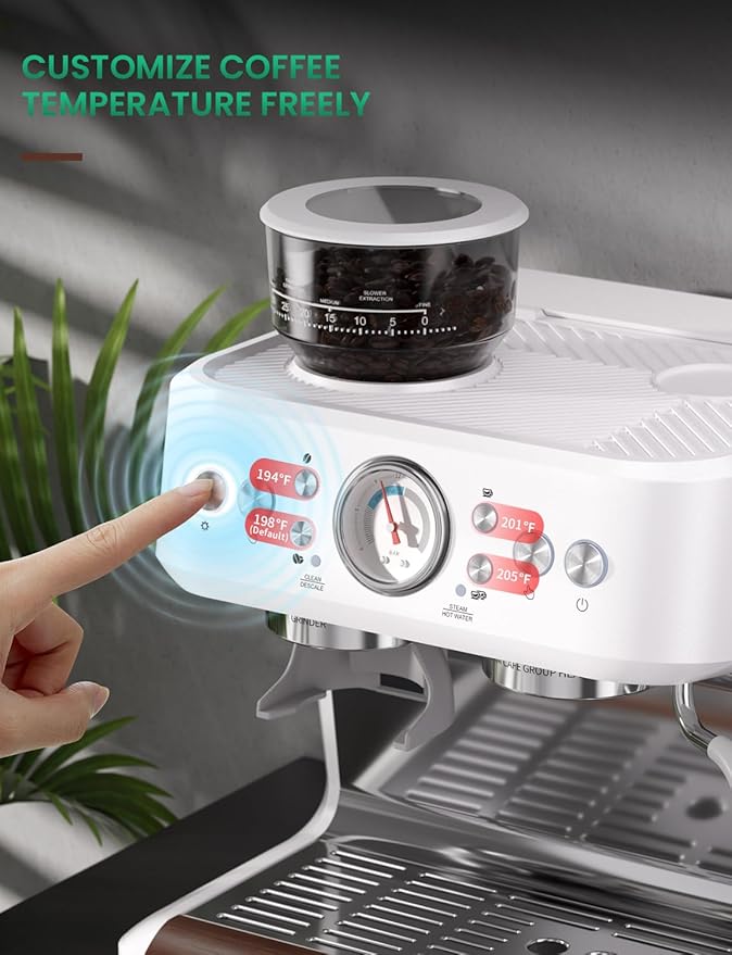 Espresso Machine with Grinder, Multifunctional Espresso Machine with Powerful Milk Frother 58MM Cafì±?Level Espresso Coffee Machine 15 Bar Cappuccino & Latte Machine for Home Stainless Steel