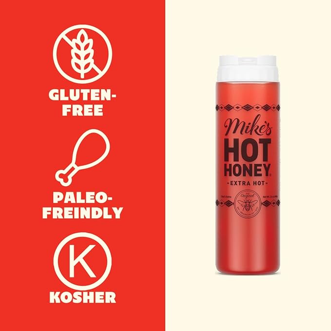 Mike's Hot Honey, Extra Hot, America's #1 Brand of Hot Honey, Spicy Honey Infused with Chili Peppers, Gluten-Free, Paleo-Friendly, Sweet Heat, Perfect for Hot Sauce Lovers (24oz Chef's Bottle, 1 Pack)