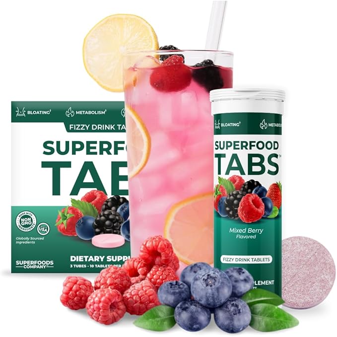 Detox Cleanse Drink - Fizzy Nutrition Supplement for Women and Men - Support Healthy Weight - Improve Digestive Health and Bloating Relief - Mixed Berry Flavor [30 Tablets]
