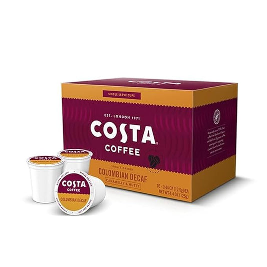 Costa Coffee Colombian Decaf Single Serve Pods - Single Origin - 10 ct Box