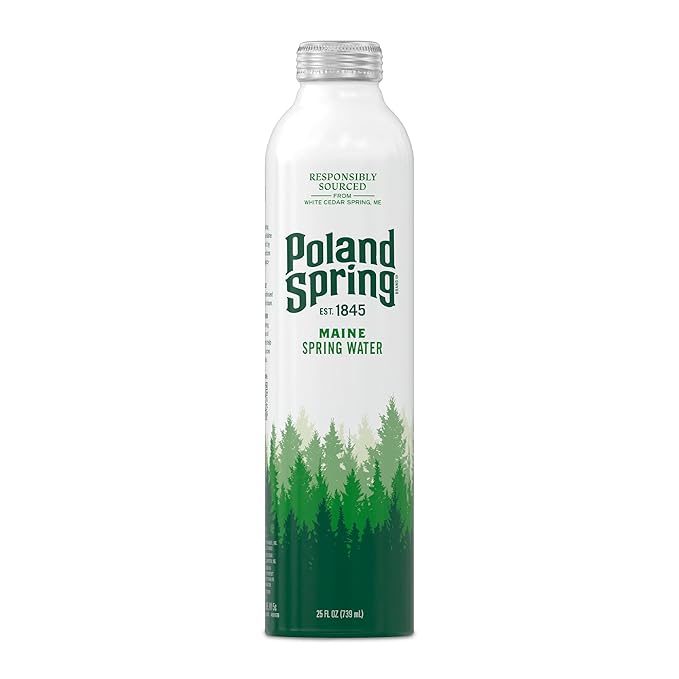 Poland Spring Maine Spring Water Aluminum Bottle – Crisp, Still Bottled Water with Naturally Occurring Minerals & Electrolytes for Taste - Single - 25 fl oz