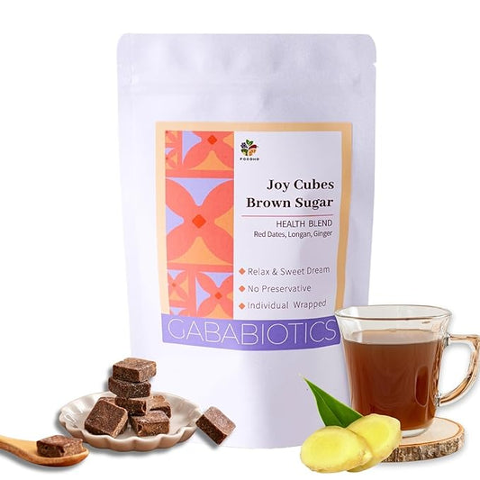 FOODHO GABA Joy Cubes Brown Sugar Cubes Health Blend with Ginger, Longan and Red Dates, Natural Muscovado Sugar, Soothing Ginger Tea, No Preservatives