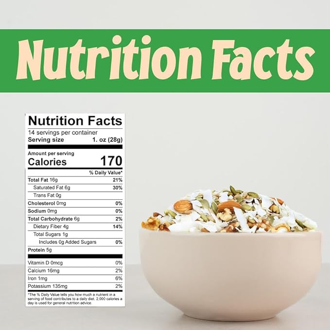 Sincerely Nuts Ultimate Nutrition Keto Trail Mix (2 LB)- Pumpkin Seeds, Coconut, Sunflower Seeds, Almonds, Walnuts- Gluten-Free Food, Vegan, and Kosher -Snack for Keto Diet