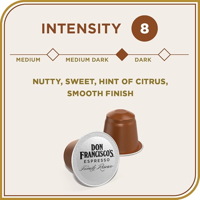 Don Francisco's Old Havana Espresso Pods: 80 Recyclable Aluminum Capsules, Intensity 8 Medium Dark Roast, Nespresso Original Line Compatible - Bold Cuban-Style coffee with Nutty Notes