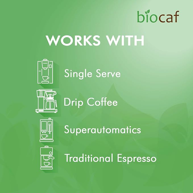Urnex Biocaf Coffee and Espresso Descaling Solution 4 Ounce (2 Single Use Bottles) Safe to use with Keurig, Delonghi, Nespresso, Ninja, Hamilton Beach, Mr Coffee, Braun