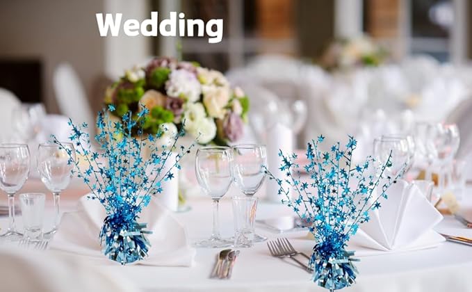 ALISSAR 2-Pack Glitter Light Blue Star Centerpieces-Table Decorations for Home Decor Birthday Wedding Anniversary Decor (Light Blue)