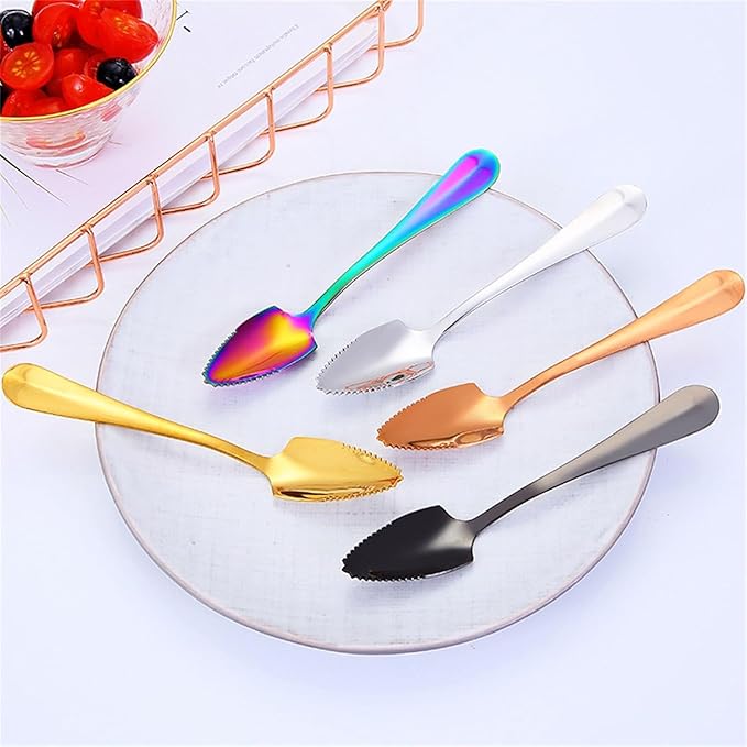 Stainless Steel Grapefruit Spoon For Citrus Fruit Watermelon Dessert Spoon Serrated Edge Ice Cream Dessert Kitchen Coffee Flatware